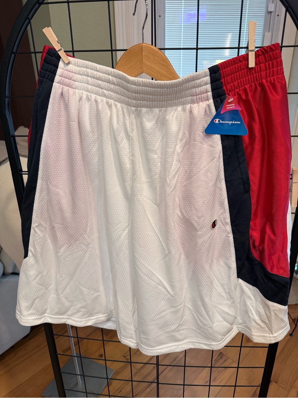 Champion Authentic NWT Mesh Basketball Shorts XL Red White Black Deadstock